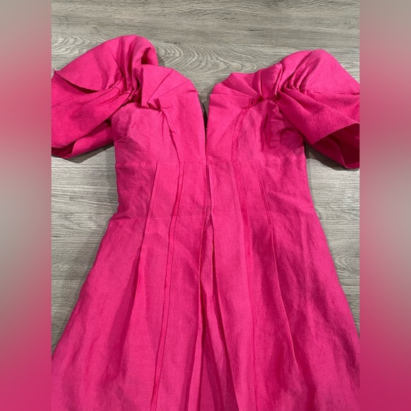 Cult Gaia Asal Off-the-Shoulder Puff Sleeve Dress Calliandra Size 8 Pink‎ - Picture 5 of 8